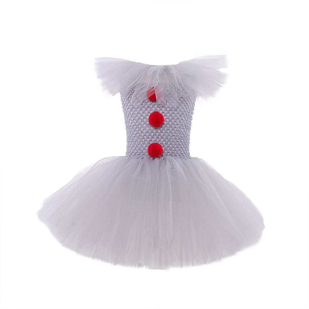 IT Clown Costume Halloween Set abito da principessa clown in rete Costume di Halloween per bambini - Mesh Princess Dress Set Children's Halloween Costume