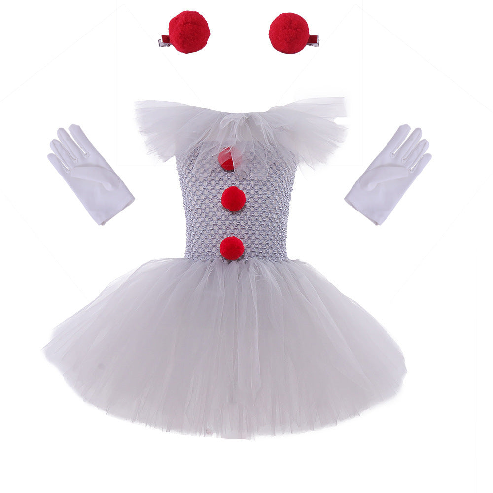 IT Clown Costume Halloween Set abito da principessa clown in rete Costume di Halloween per bambini - Mesh Princess Dress Set Children's Halloween Costume