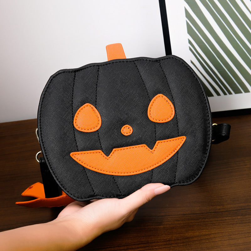 Borse per Halloween 2025, divertente borsa a tracolla con cartone animato di zucca e pipistrello - 2025 Halloween Bags Funny Pumpkin Cartoon Shoulder Crossbody Bag With Bat Personalized Creative Female Bag