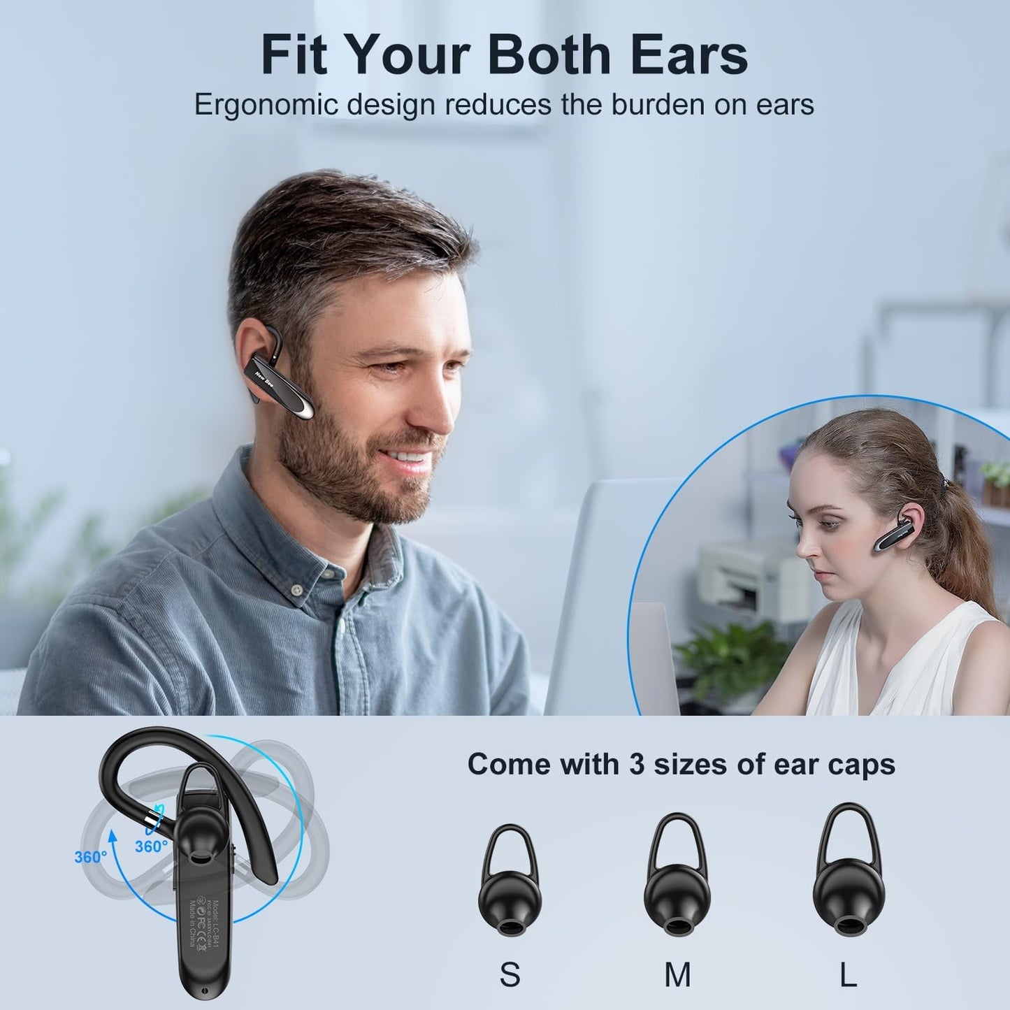 Auricolare Bluetooth Singolo 5.0 Auricolare Mani Libere New Bee Cuffia Bluetooth Mono per Huawei Samsung iPhone Cellulari Android Laptop e Altro
