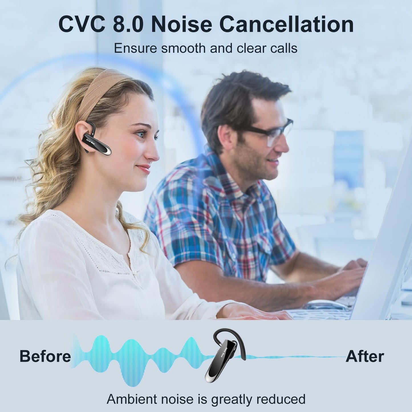 Auricolare Bluetooth Singolo 5.0 Auricolare Mani Libere New Bee Cuffia Bluetooth Mono per Huawei Samsung iPhone Cellulari Android Laptop e Altro