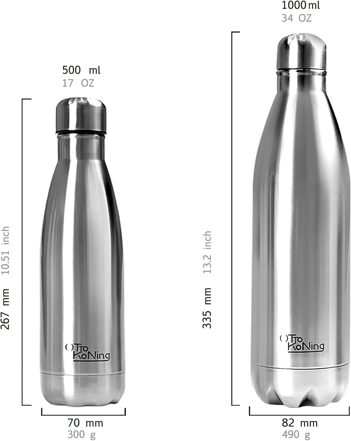 Borraccia Termica in acciaio inox da 500 ml - Otto Koning - Bottiglia termica isolata