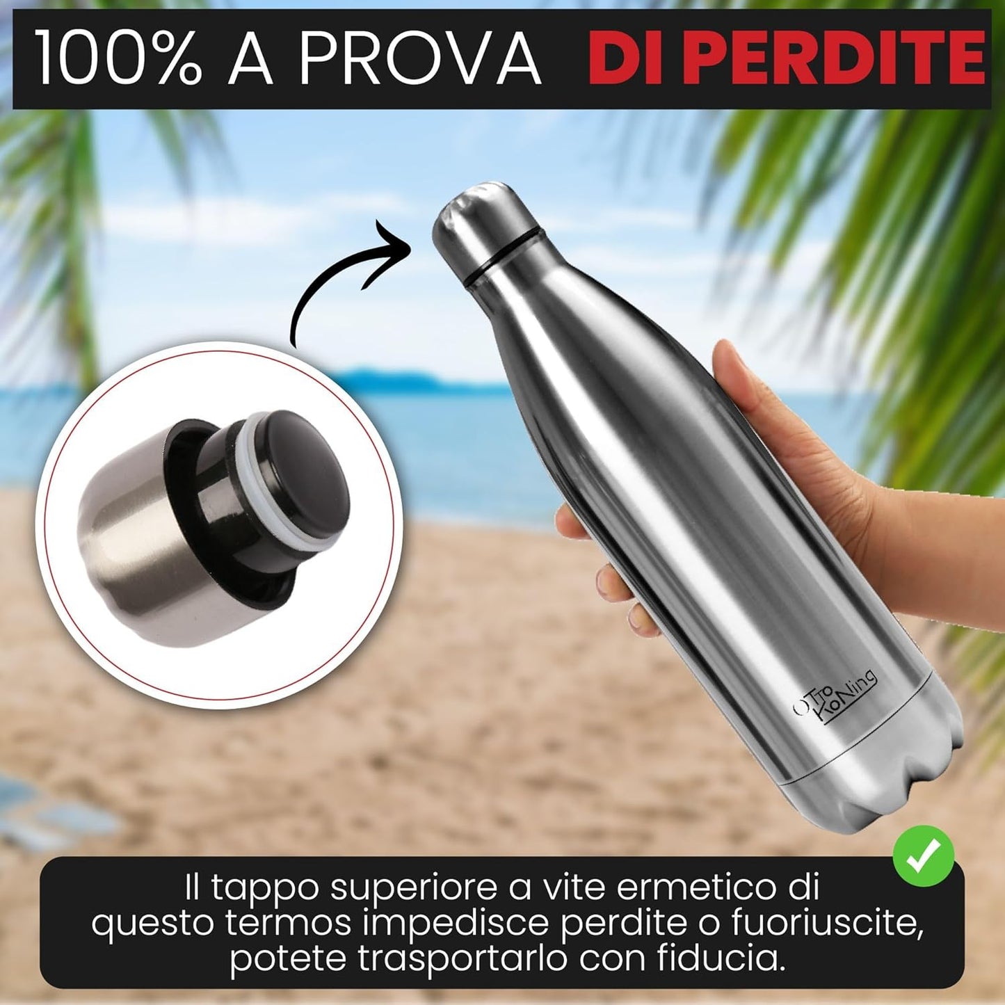 Borraccia Termica in acciaio inox da 500 ml - Otto Koning - Bottiglia termica isolata
