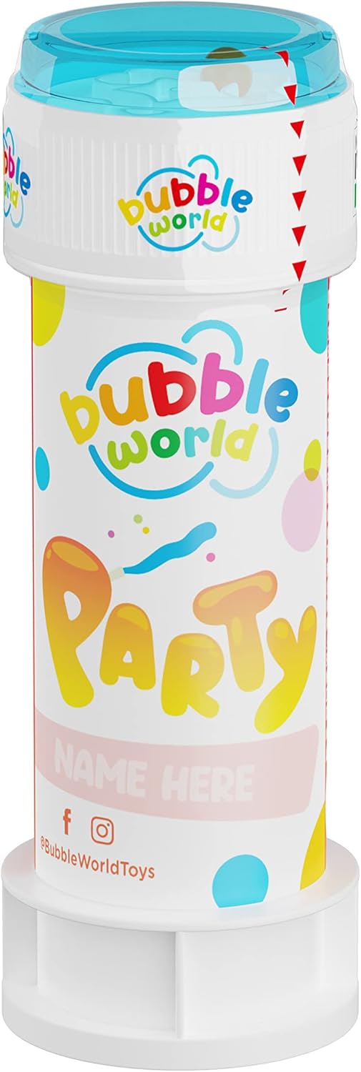 Bubble World - Party Bubbles - Bolle di Sapone - Confezione da 12pz - Tubetti monocolore e soffiatore integrato - Made in Italy
