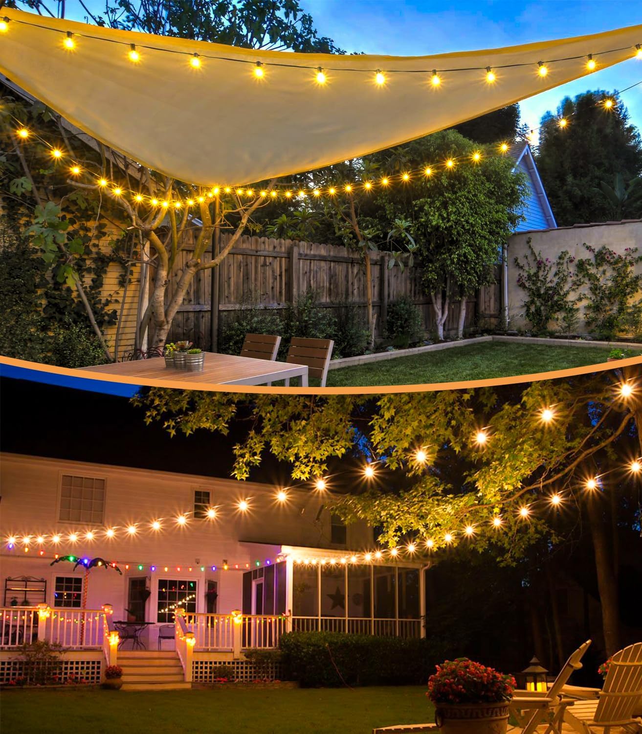 Catena Luci da Esterno Giardino - G40 LED Lampadine Esterno Filo IP44 Lucine da Esterno Giardino 20 Metri