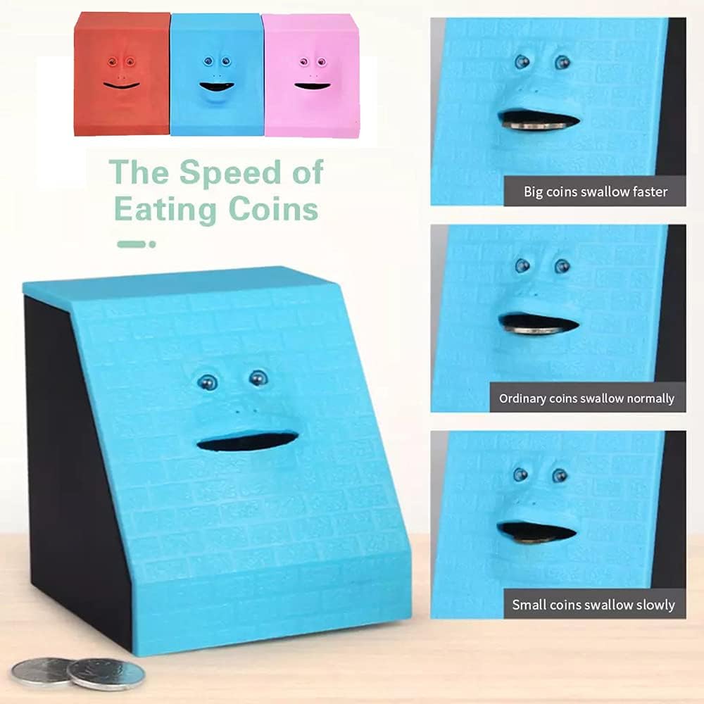 Face Bank Creepy Piggy Bank Salvadanaio dinamico a forma di viso, induzione elettrica, divertente