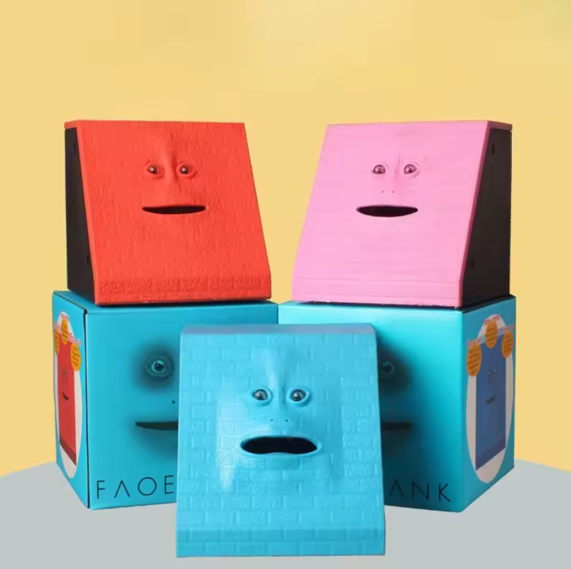 Face Bank Creepy Piggy Bank Salvadanaio dinamico a forma di viso, induzione elettrica, divertente