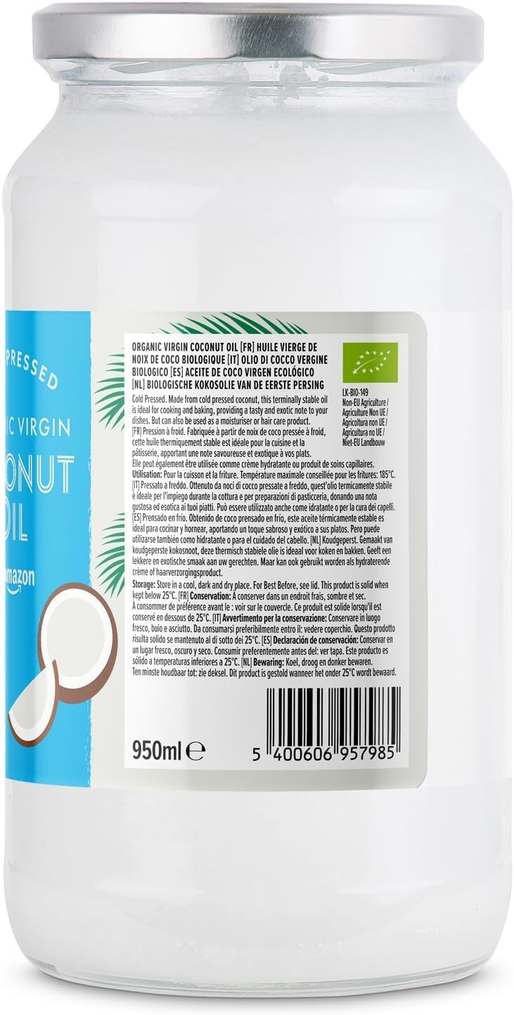 Olio di cocco vergine biologico, 950 ml EU Organic Vegetariano