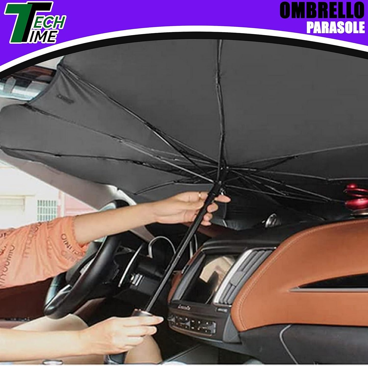 Parasole Auto – Ombrello Pieghevole per Parabrezza Interni Macchina – Schermo Anti-Uv GladeShade per Auto – Telo Proteggi Cruscotto