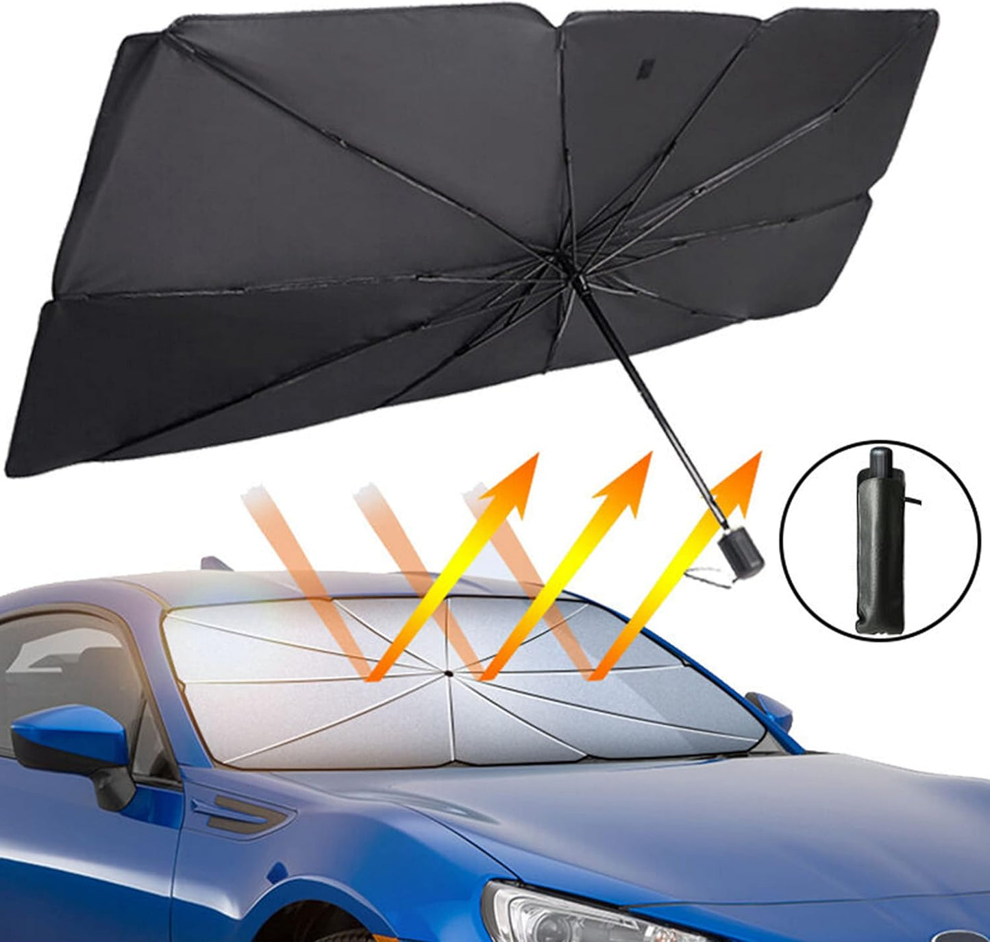 Parasole Auto – Ombrello Pieghevole per Parabrezza Interni Macchina – Schermo Anti-Uv GladeShade per Auto – Telo Proteggi Cruscotto
