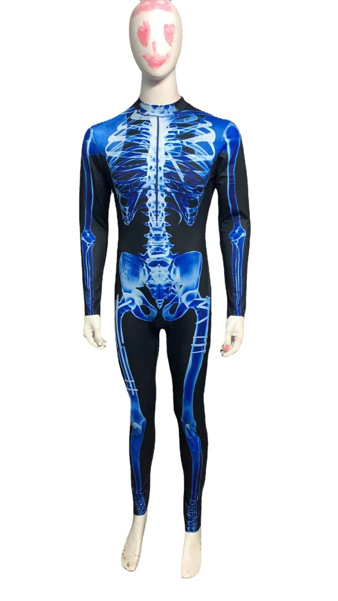 Costume Halloween Collant a maniche lungheTrasparente Scheletro 3D Stampato in un unico pezzo - Halloween Long Sleeve Tights See-through Skeleton 3D Printed One-piece
