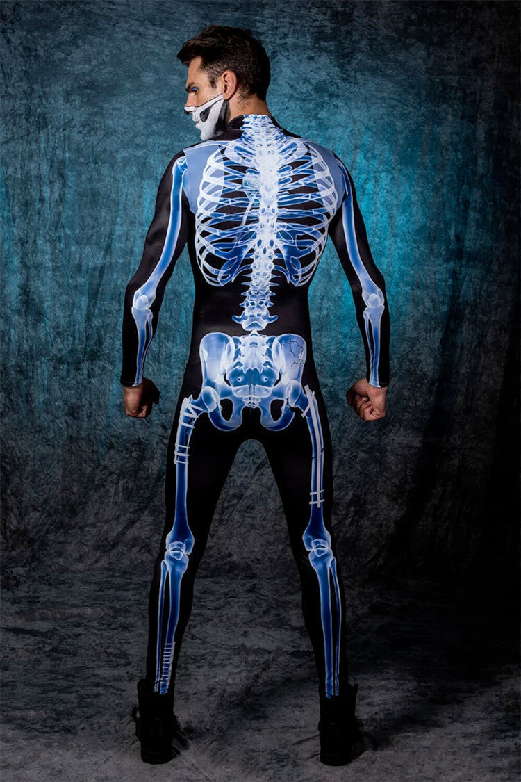Costume Halloween Collant a maniche lungheTrasparente Scheletro 3D Stampato in un unico pezzo - Halloween Long Sleeve Tights See-through Skeleton 3D Printed One-piece