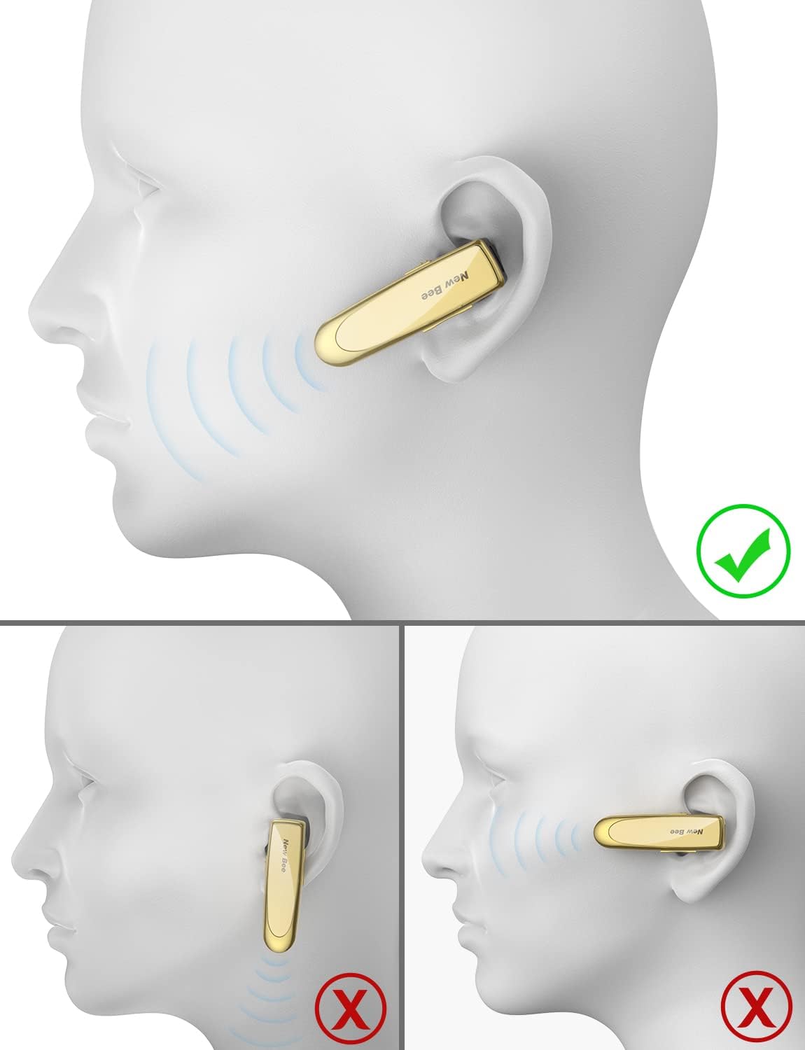 Auricolare Bluetooth Singolo 5.0 Auricolare Mani Libere New Bee Cuffia Bluetooth Mono per Huawei Samsung iPhone Cellulari Android Laptop e Altro