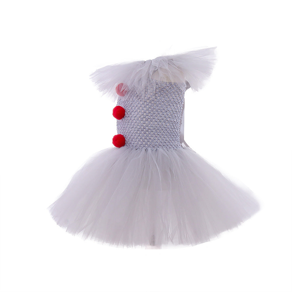 IT Clown Costume Halloween Set abito da principessa clown in rete Costume di Halloween per bambini - Mesh Princess Dress Set Children's Halloween Costume