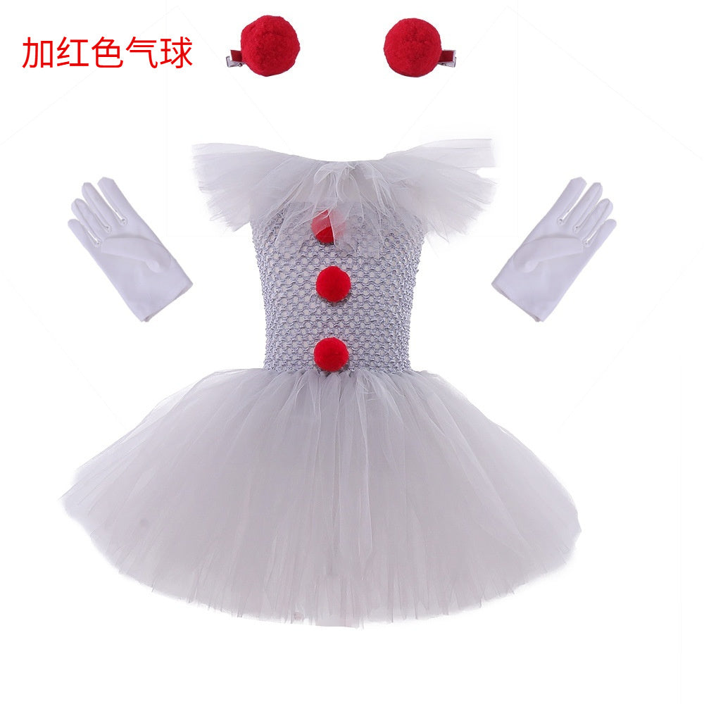 IT Clown Costume Halloween Set abito da principessa clown in rete Costume di Halloween per bambini - Mesh Princess Dress Set Children's Halloween Costume