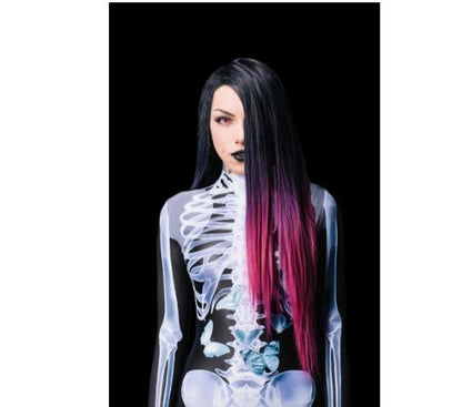 Costume Halloween Collant a maniche lungheTrasparente Scheletro 3D Stampato in un unico pezzo - Halloween Long Sleeve Tights See-through Skeleton 3D Printed One-piece