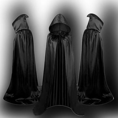 Mantello di Nero, Mantello Halloween con Cappuccio Lungo Capo Costume, Mantello da Vampiro per Bambino di Travestimento, Halloween, Feste in Famiglia - Halloween Cloak Costumes Wizard Cloak For Children Hooded Capes Mantle Black Party Decoration