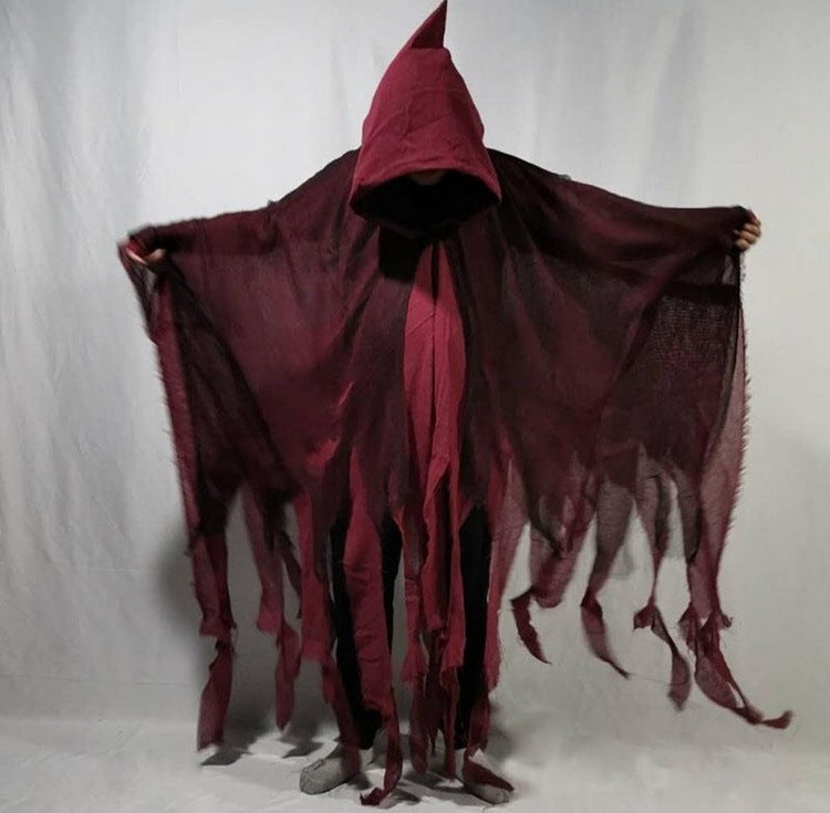 Mantello Halloween con Cappuccio Cos Abbigliamento da zombie Mantello con teschi Accessori - Halloween Cloak Cos Zombie Clothing Skull Cloak Props