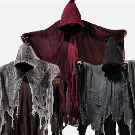 Mantello Halloween con Cappuccio Cos Abbigliamento da zombie Mantello con teschi Accessori - Halloween Cloak Cos Zombie Clothing Skull Cloak Props