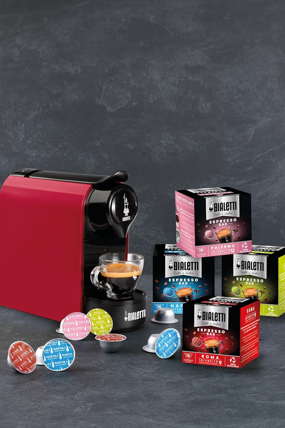 Bialetti Caffè D'Italia, Multipack 128 Capsule, 8 Box Da 16 Capsule, Napoli, Intensità 10, Compatibili con Macchine Bialetti sistema chiuso, 100% Alluminio