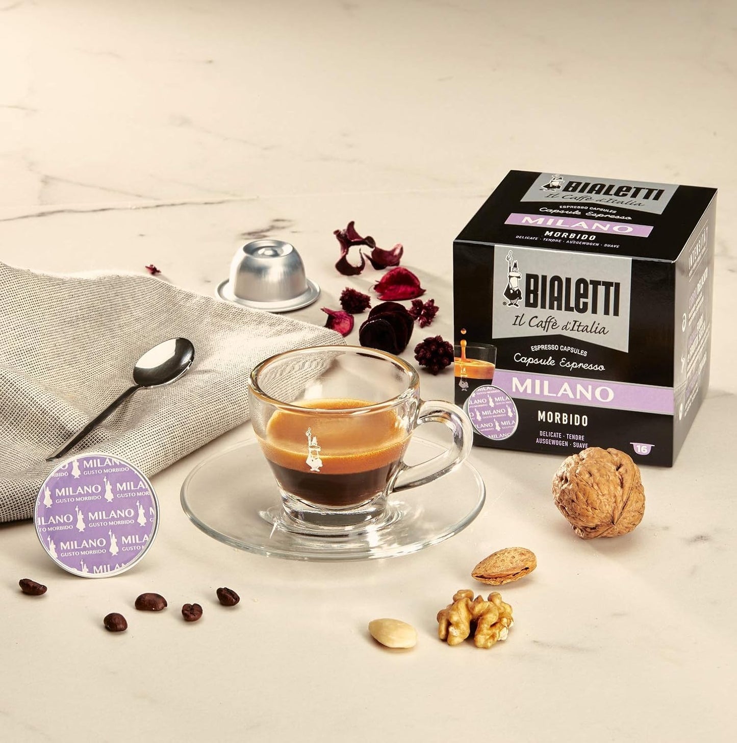 Bialetti Caffè D'Italia, Multipack 128 Capsule, 8 Box Da 16 Capsule, Napoli, Intensità 10, Compatibili con Macchine Bialetti sistema chiuso, 100% Alluminio