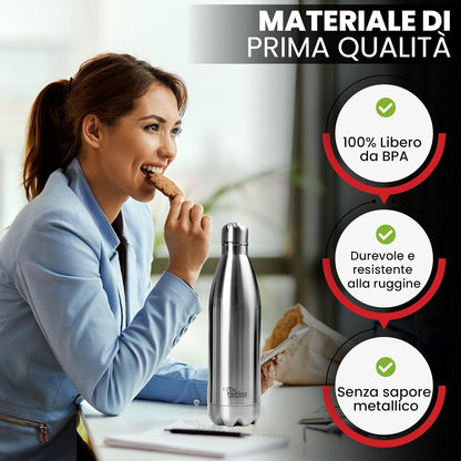 Borraccia Termica in acciaio inox da 1L - Otto Koning - Bottiglia termica isolata