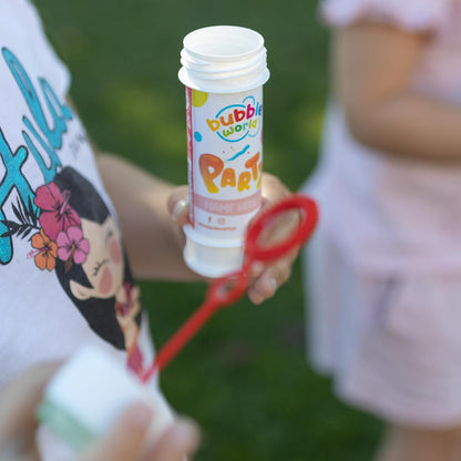 Bubble World - Party Bubbles - Bolle di Sapone - Confezione da 12pz - Tubetti monocolore e soffiatore integrato - Made in Italy