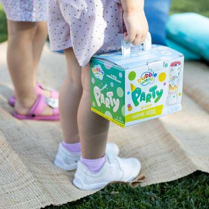 Bubble World - Party Bubbles - Bolle di Sapone - Confezione da 12pz - Tubetti monocolore e soffiatore integrato - Made in Italy