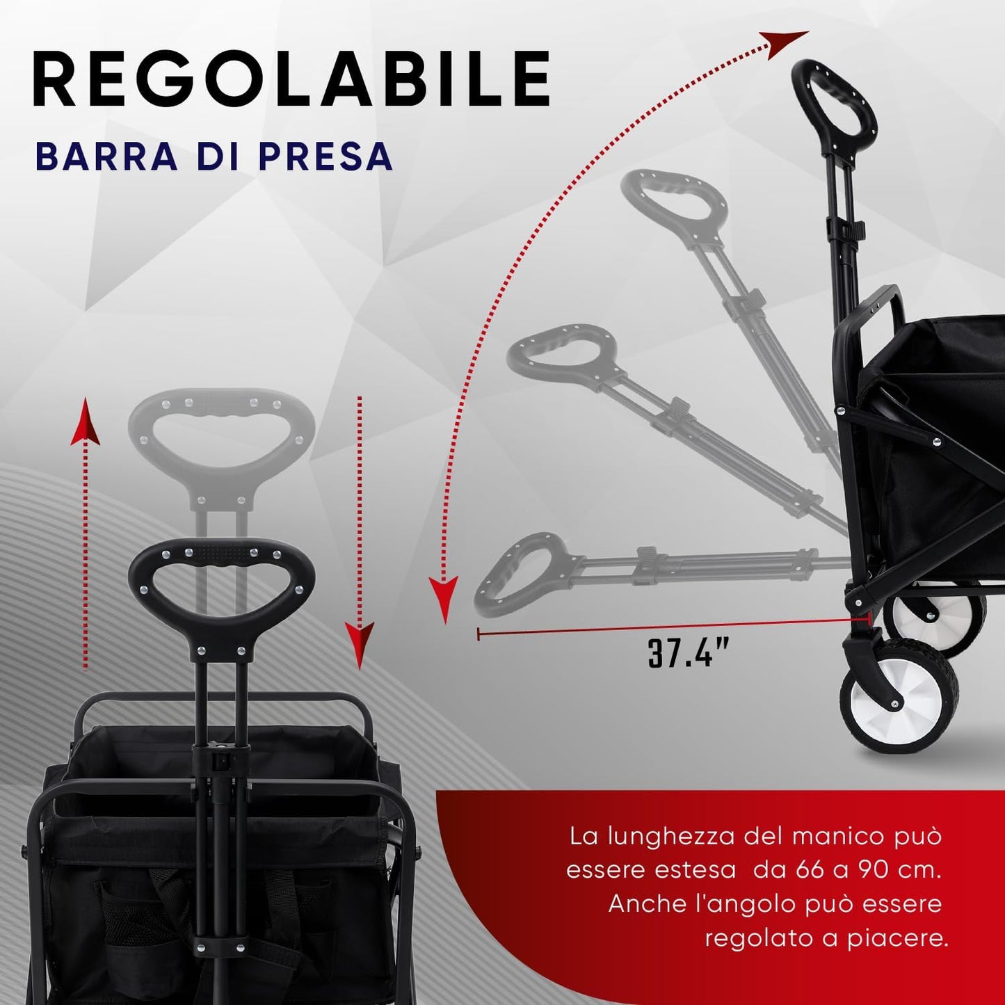 Carrello pieghevole pieghevole da spiaggia con grande capacità