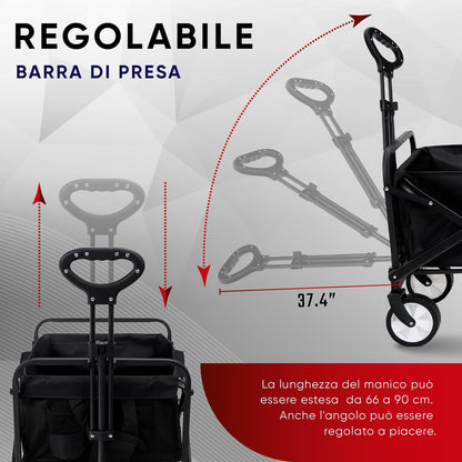 Carrello pieghevole pieghevole da spiaggia con grande capacità