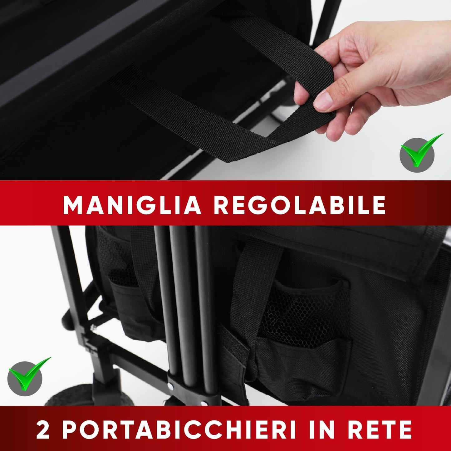 Carrello pieghevole pieghevole da spiaggia con grande capacità