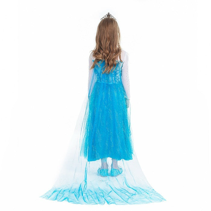 Costume di Elsa, Set da Principessa Elsa, Costume di Cosplay Party Halloween Costume Abito delle Ragazze di Natale Vestito Fantasia (Verde Chiaro-100-150) - Pop-Art Milano