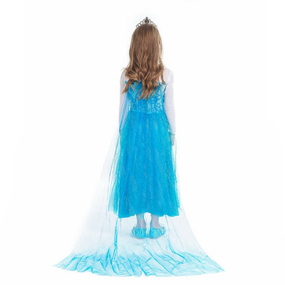Costume di Elsa, Set da Principessa Elsa, Costume di Cosplay Party Halloween Costume Abito delle Ragazze di Natale Vestito Fantasia (Verde Chiaro-100-150) - Pop-Art Milano