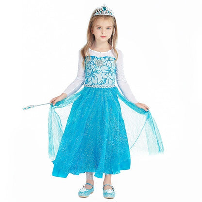 Costume di Elsa, Set da Principessa Elsa, Costume di Cosplay Party Halloween Costume Abito delle Ragazze di Natale Vestito Fantasia (Verde Chiaro-100-150) - Pop-Art Milano