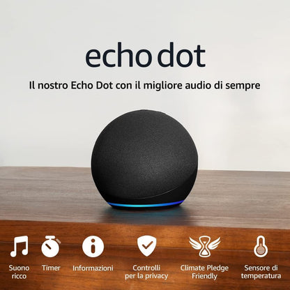 Echo Dot (Ultimo modello) | Altoparlante intelligente Wi-Fi e Bluetooth, suono più potente e dinamico, con Alexa | Anthracite | (5ª generazione)