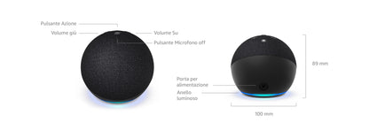 Echo Dot (Ultimo modello) | Altoparlante intelligente Wi-Fi e Bluetooth, suono più potente e dinamico, con Alexa | Anthracite | (5ª generazione)