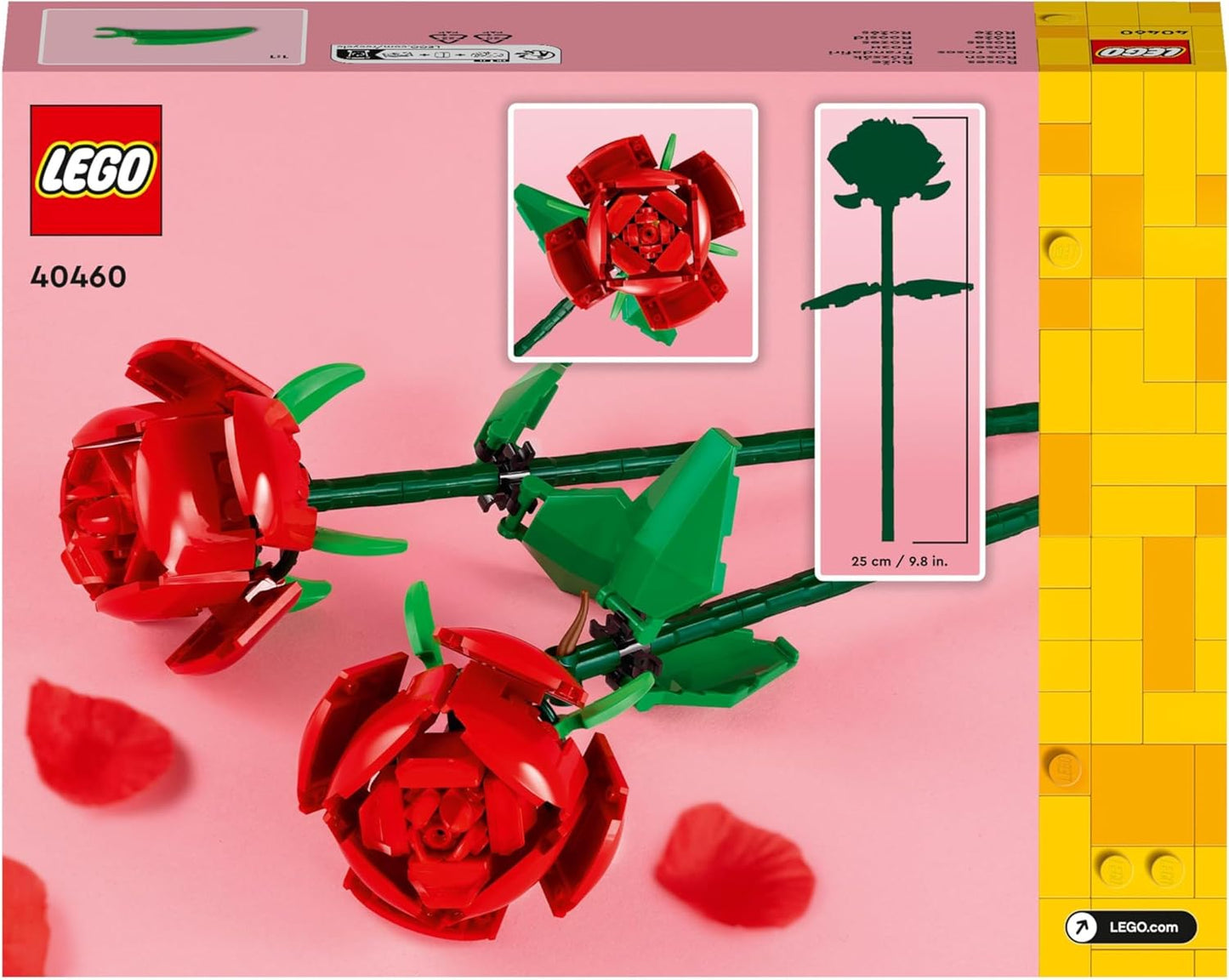 LEGO Botanicals Rose - Idee Regalo Donna o Mamma - Fiori Finti Compatibili con Bouquet di Fiori Artificiali, Decorazioni Camera da Letto per Bambine e Bambini 8+ Anni - 40460