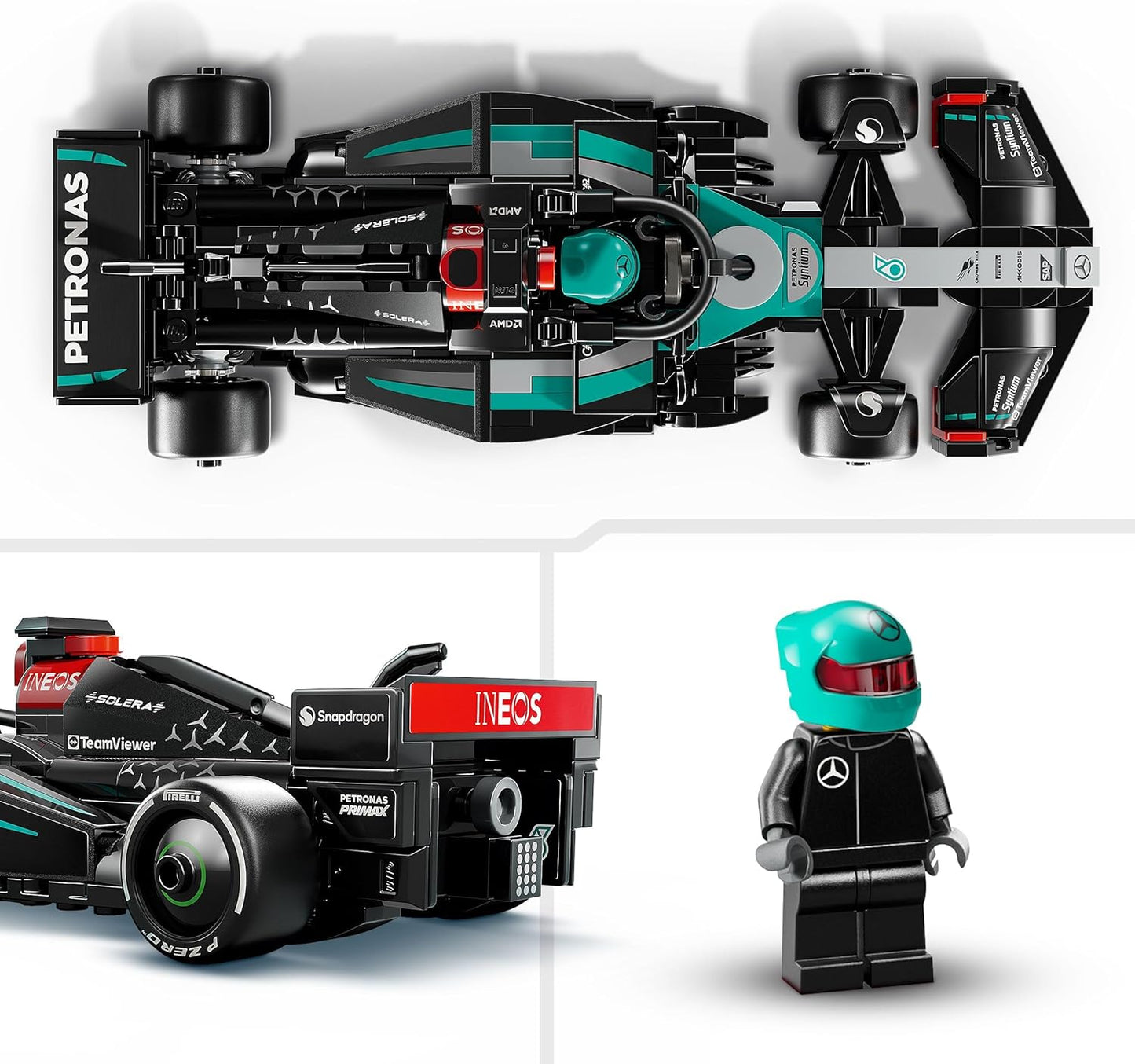 Mercedes-AMG PETRONAS F1 W 15 LEGO Speed Champions Auto da Corsa - Regali Festa del Papà - Macchina Giocattolo con Minifigure - Modello per Bambini da 10 Anni o per Adulti Fan della Formula 1-77244