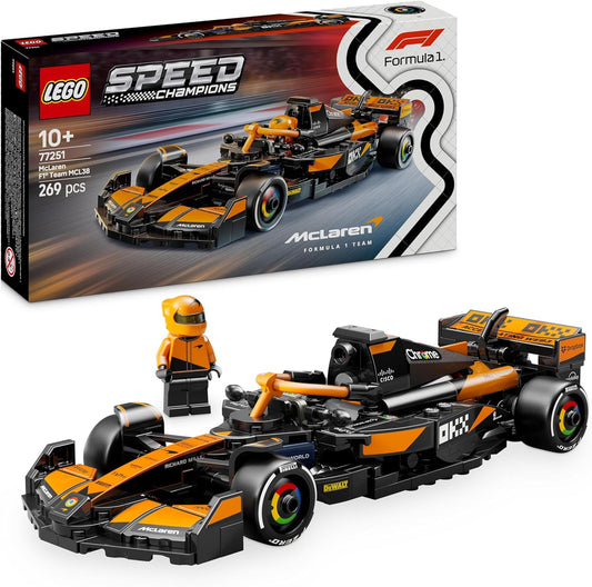 McLaren F1 Team MCL38 LEGO Speed Champions Auto da Corsa - Regalo Festa del Papà - Macchina Giocattolo con Minifigure - Modello per Bambini e Bambine da 10 Anni o per Fan della Formula 1-77251