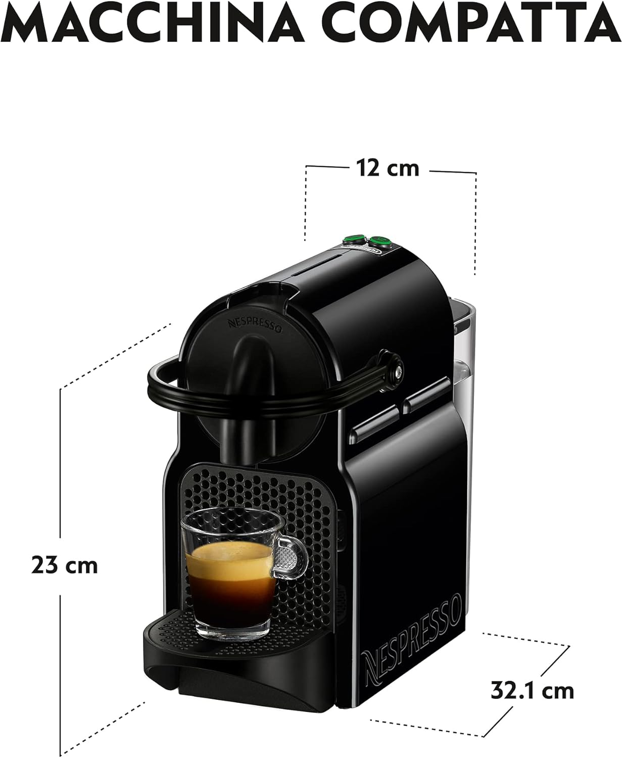 Nespresso MACCHINA INISSIA E 100 CAPSULE – Inissia EN80B Macchina Caffè di De’Longhi con 100 Capsule Caffè Selezione Ispirazione Italiana, Riciclabile, Linea Original
