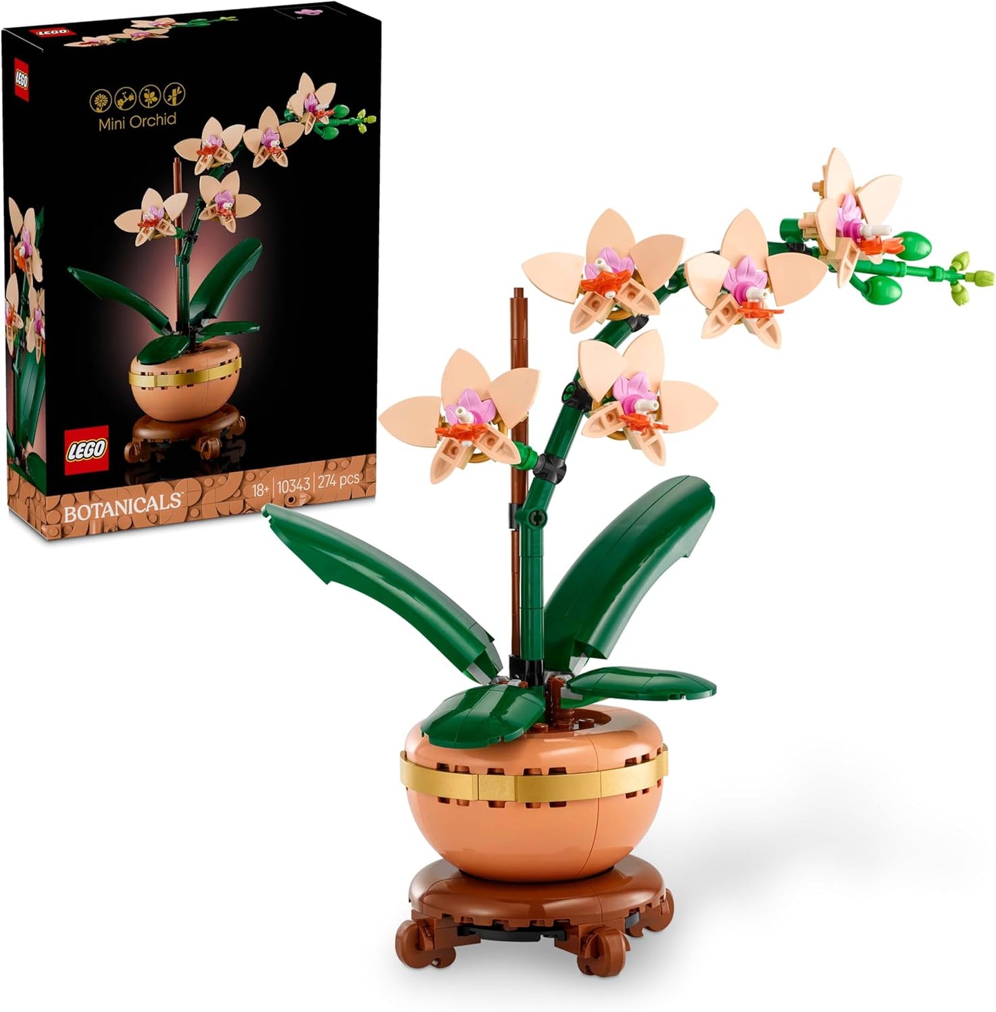LEGO Botanicals Mini-Orchidea - Idee Regalo Donna o per la Festa della Mamma - Set con Fiori Finti e Vaso, Bocciolo e Foglie Artificiali da Costruire, Botanical Collection per Adulti - 10343