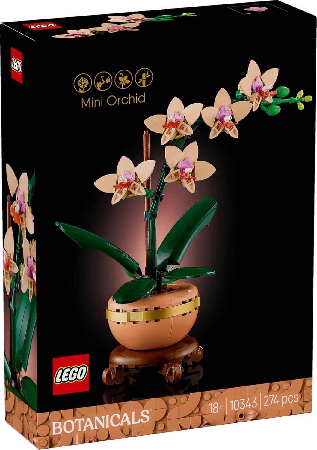 LEGO Botanicals Mini-Orchidea - Idee Regalo Donna o per la Festa della Mamma - Set con Fiori Finti e Vaso, Bocciolo e Foglie Artificiali da Costruire, Botanical Collection per Adulti - 10343