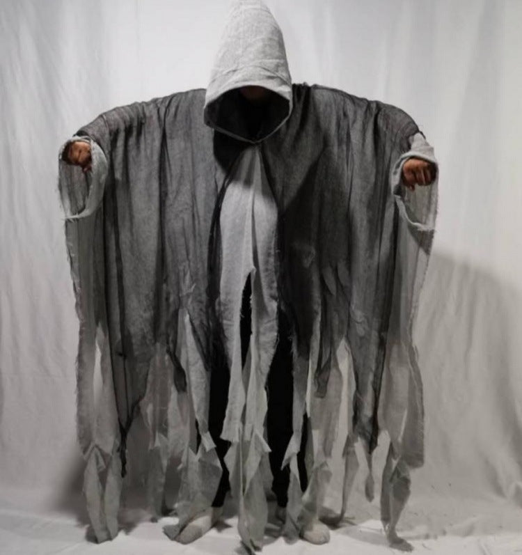 Mantello Halloween con Cappuccio Cos Abbigliamento da zombie Mantello con teschi Accessori - Halloween Cloak Cos Zombie Clothing Skull Cloak Props