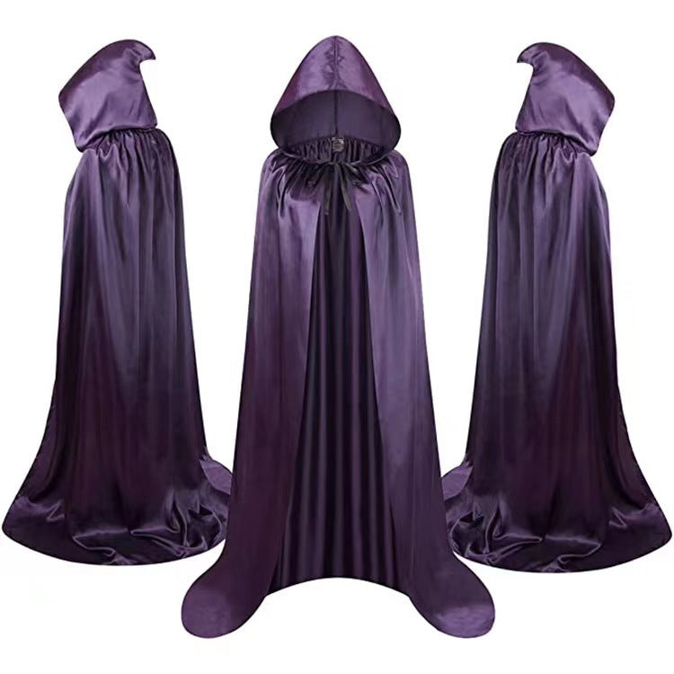 Mantello di Nero, Mantello Halloween con Cappuccio Lungo Capo Costume, Mantello da Vampiro per Bambino di Travestimento, Halloween, Feste in Famiglia - Halloween Cloak Costumes Wizard Cloak For Children Hooded Capes Mantle Black Party Decoration