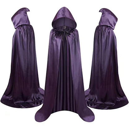 Mantello di Nero, Mantello Halloween con Cappuccio Lungo Capo Costume, Mantello da Vampiro per Bambino di Travestimento, Halloween, Feste in Famiglia - Halloween Cloak Costumes Wizard Cloak For Children Hooded Capes Mantle Black Party Decoration