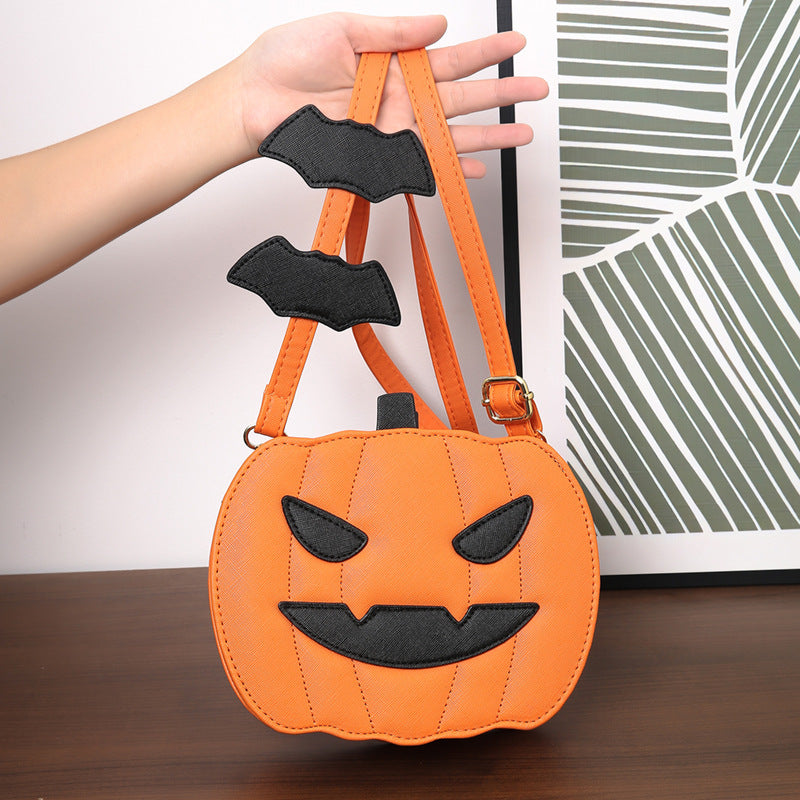 Borse per Halloween 2025, divertente borsa a tracolla con cartone animato di zucca e pipistrello - 2025 Halloween Bags Funny Pumpkin Cartoon Shoulder Crossbody Bag With Bat Personalized Creative Female Bag