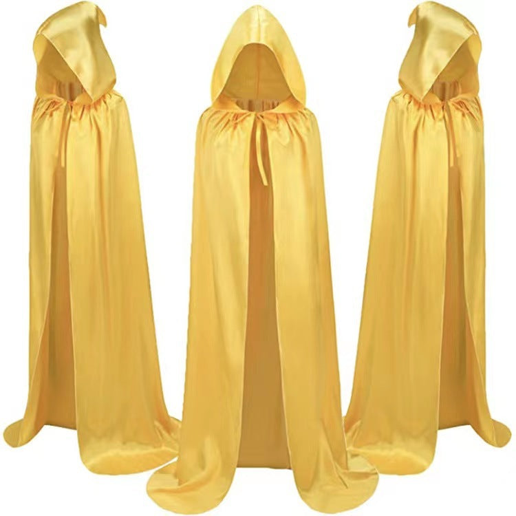 Mantello di Nero, Mantello Halloween con Cappuccio Lungo Capo Costume, Mantello da Vampiro per Bambino di Travestimento, Halloween, Feste in Famiglia - Halloween Cloak Costumes Wizard Cloak For Children Hooded Capes Mantle Black Party Decoration