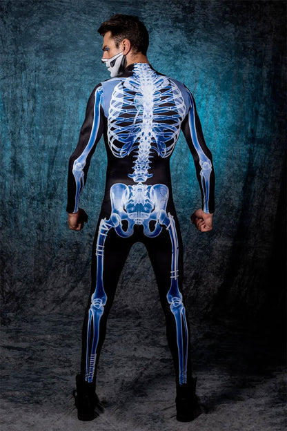 Costume Halloween Collant a maniche lungheTrasparente Scheletro 3D Stampato in un unico pezzo - Halloween Long Sleeve Tights See-through Skeleton 3D Printed One-piece